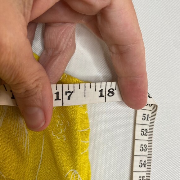 C&C California Yellow 100%Linen Sundress Palm Tree Beach Print Hi-Lo Size XS - Picture 11 of 13